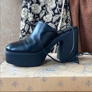 Free People Black Mules with High Platform